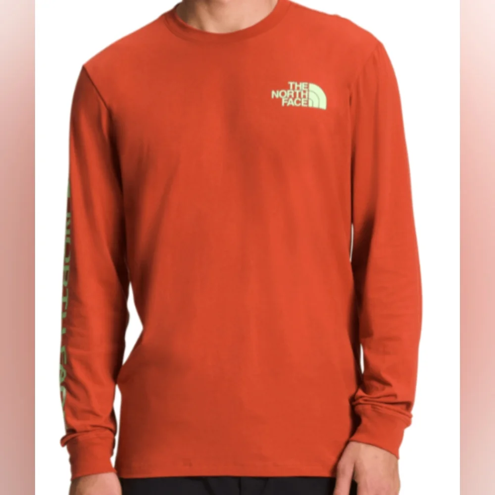 The North Face Long-Sleeve Hit Graphic Orange T-Shirt Men's Size XL MSRP $45